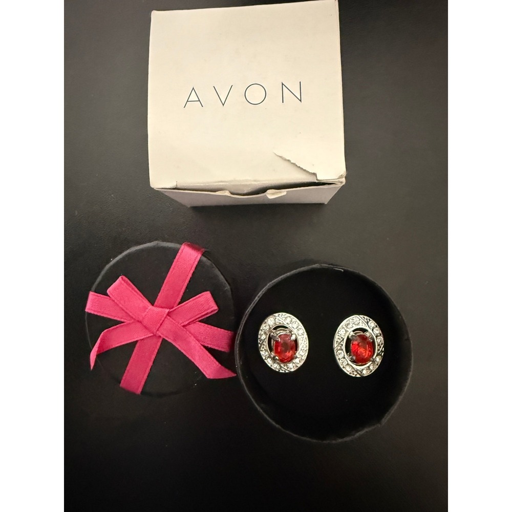 Avon Born Beautiful 2-in-1 Birthstone Earrings July Ruby Discontinued